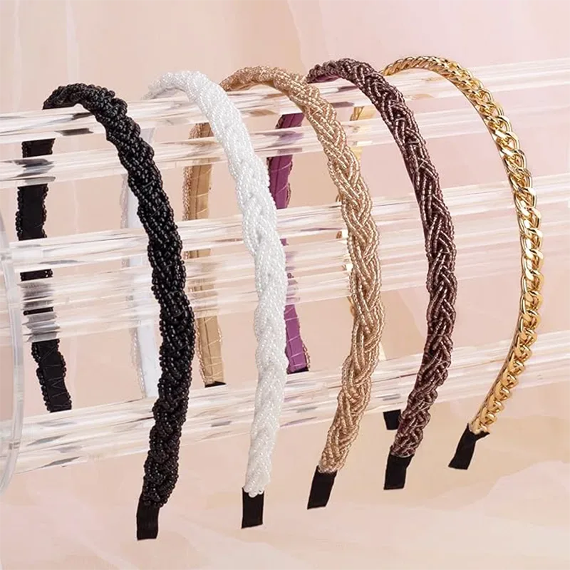 Flexible Pearl Beaded Metal Headbands Flexible Pearl Beaded Metal Headbands